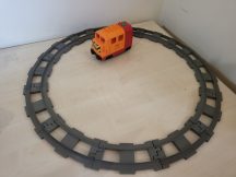   Lego Duplo mozdony, SZERVÍZELT lego duplo vonat (Szervízünk által kipróbált,szervízelt vonat) + 12 db szürke kanyar